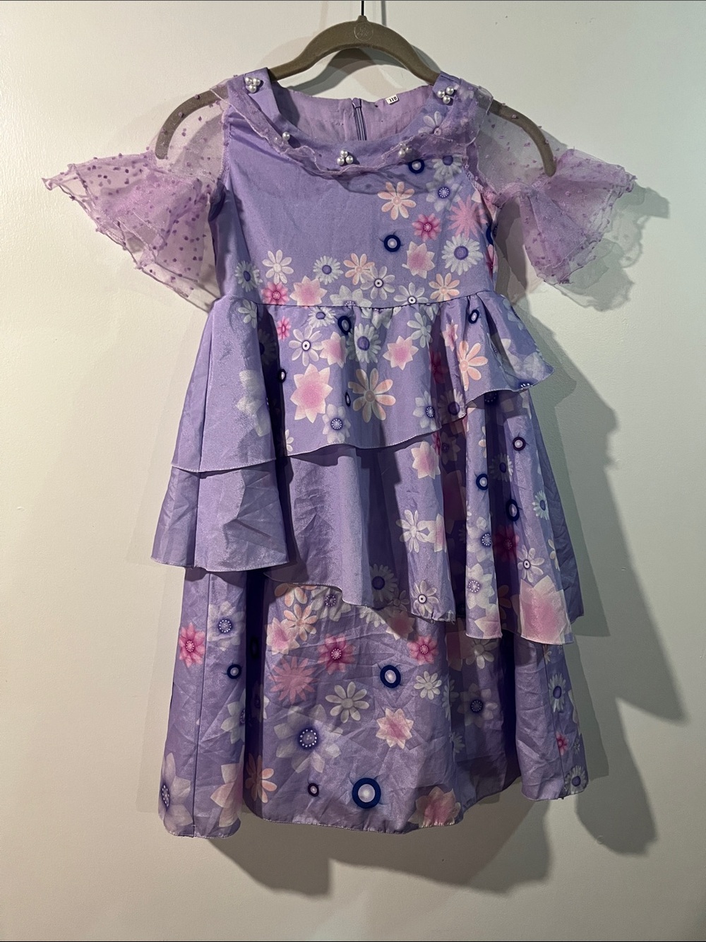 Encanto Isabella Girls's Lavender Floral Tiered Costume Dress
